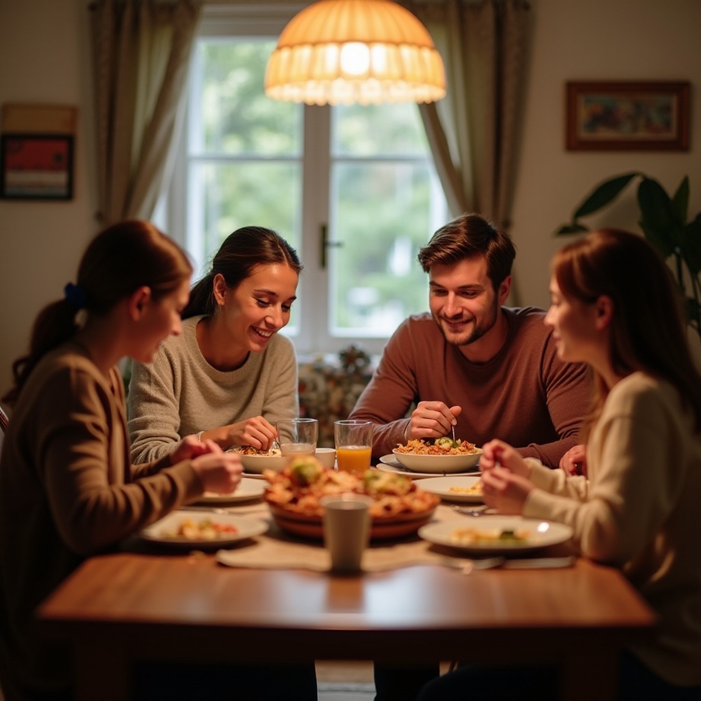 family dinner with everyone on their phones
