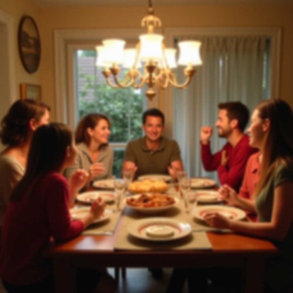 family dinner with everyone on their phones